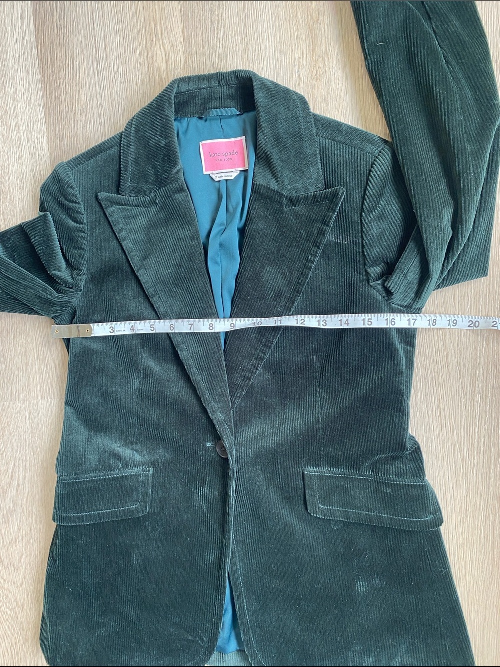 Kate Spade New York Dark Green Corduroy Blazer Jacket Size 2 Preppy Academia - Picture 9 of 11